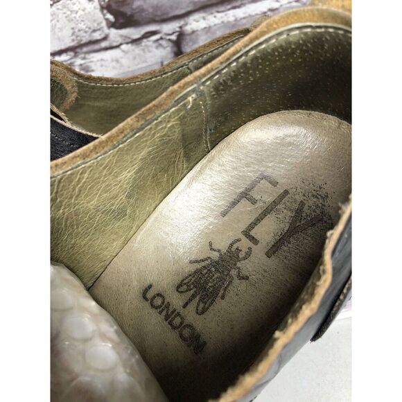 Fly London Black Leather Cap Toe Comfort Lace Up Oxfords Shoes Men Sz 43EU/10M - Picture 12 of 16